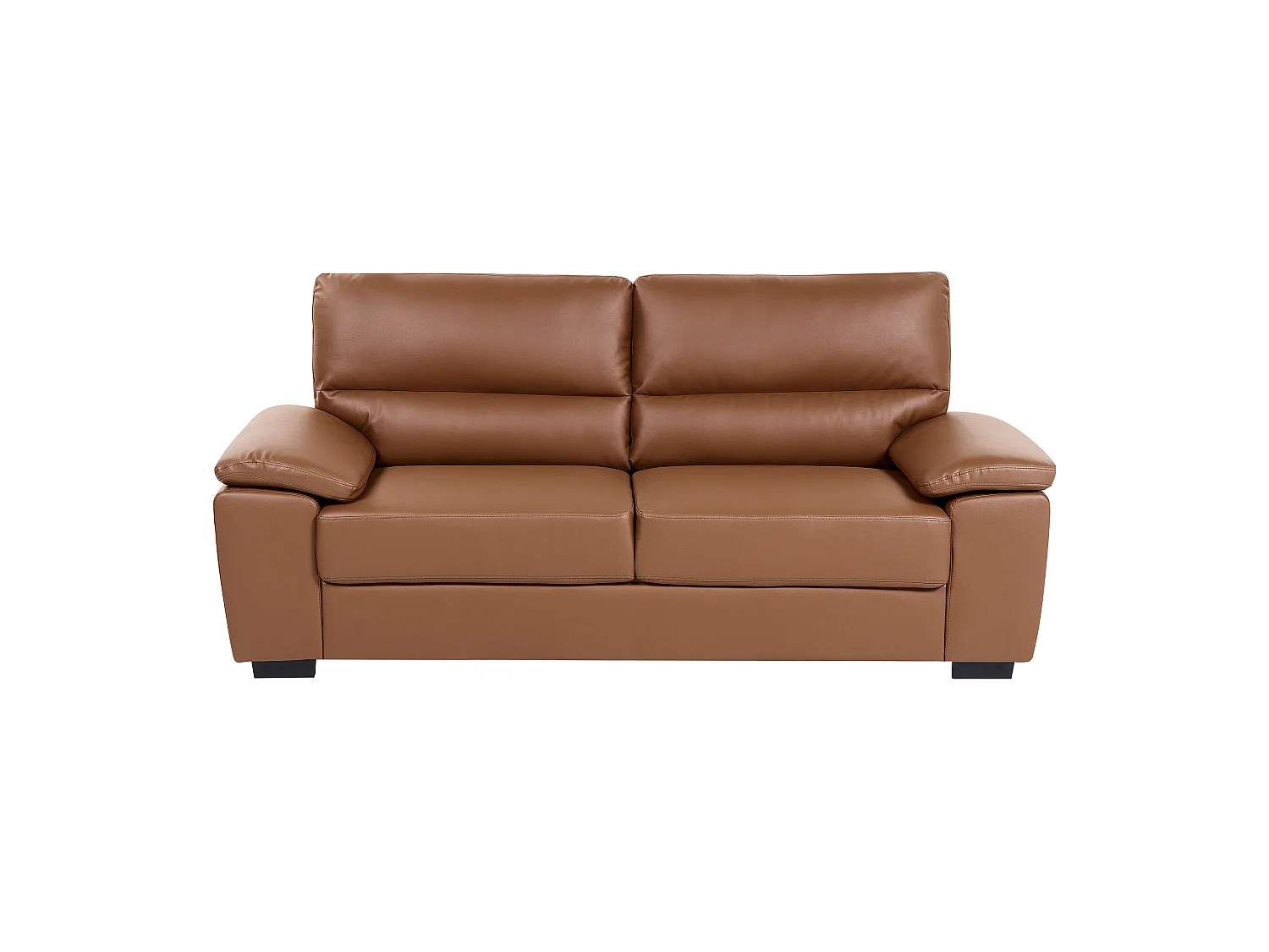 Sofa Set Kunstleder braun 2-Sitzer und 3-Sitzer mit breiten Armlehnen Vogar