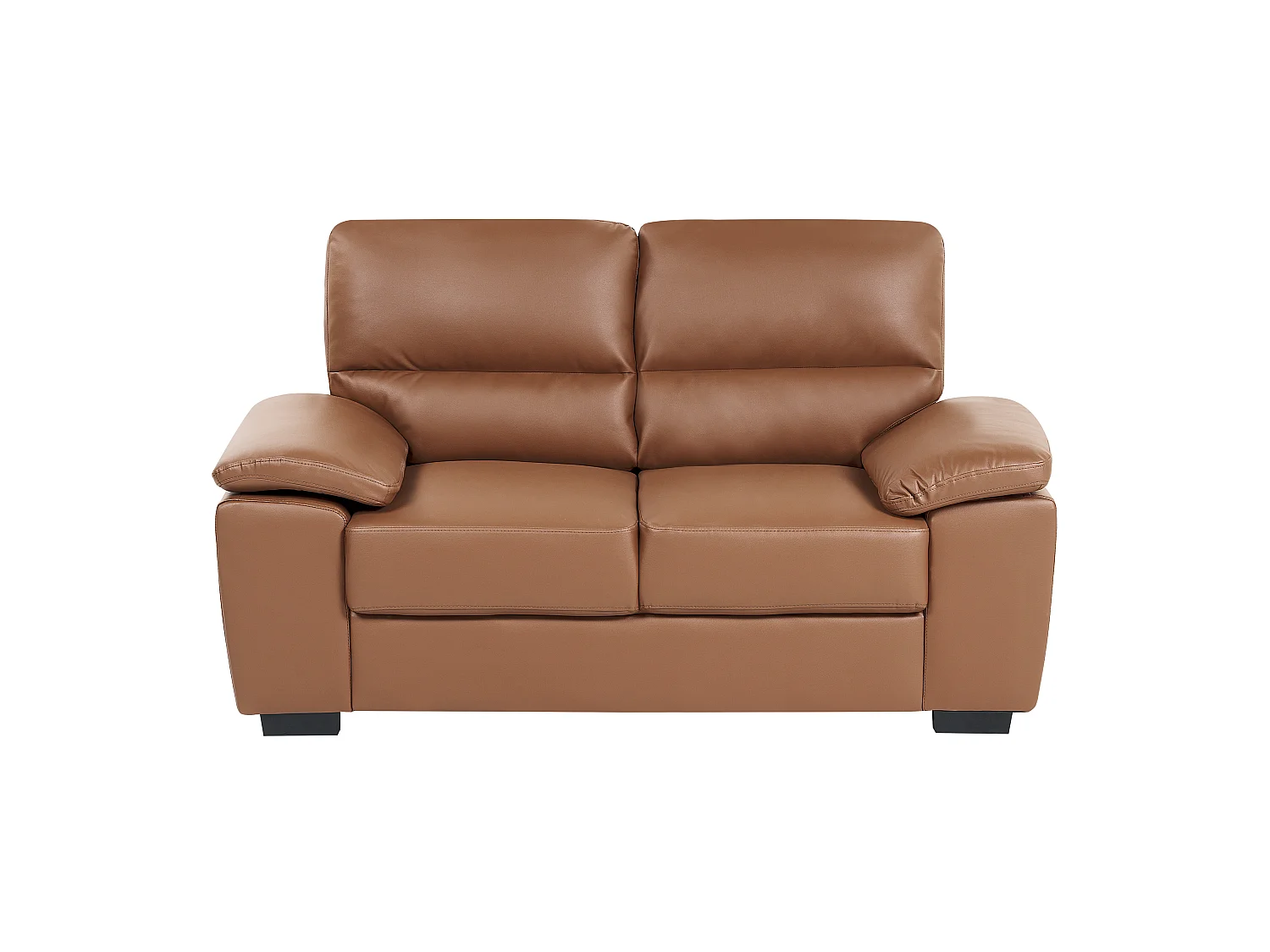 Sofa Set Kunstleder braun 2-Sitzer und 3-Sitzer mit breiten Armlehnen Vogar