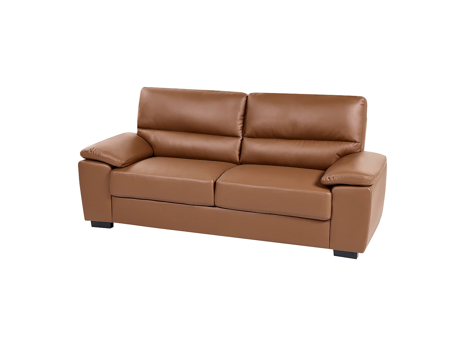 Sofa Set Kunstleder braun 2-Sitzer und 3-Sitzer mit breiten Armlehnen Vogar