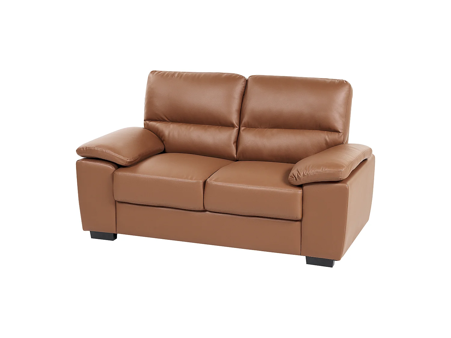 Sofa Set Kunstleder braun 2-Sitzer und 3-Sitzer mit breiten Armlehnen Vogar
