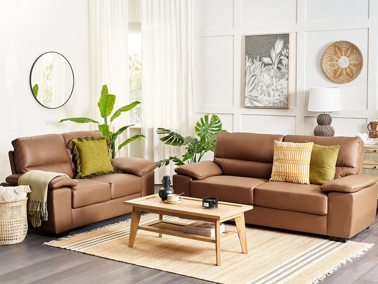 Ensemble de salon 5 places VOGAR Cuir PU Marron doré