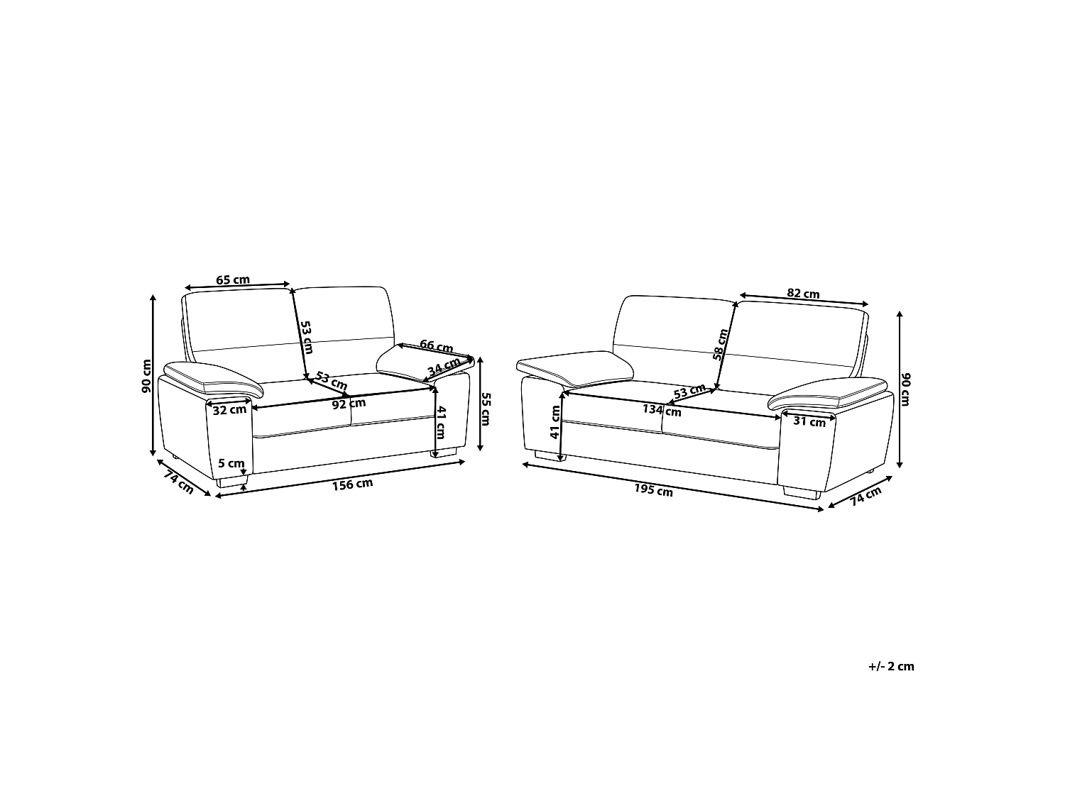 Ensemble de salon 5 places VOGAR Cuir PU Marron doré