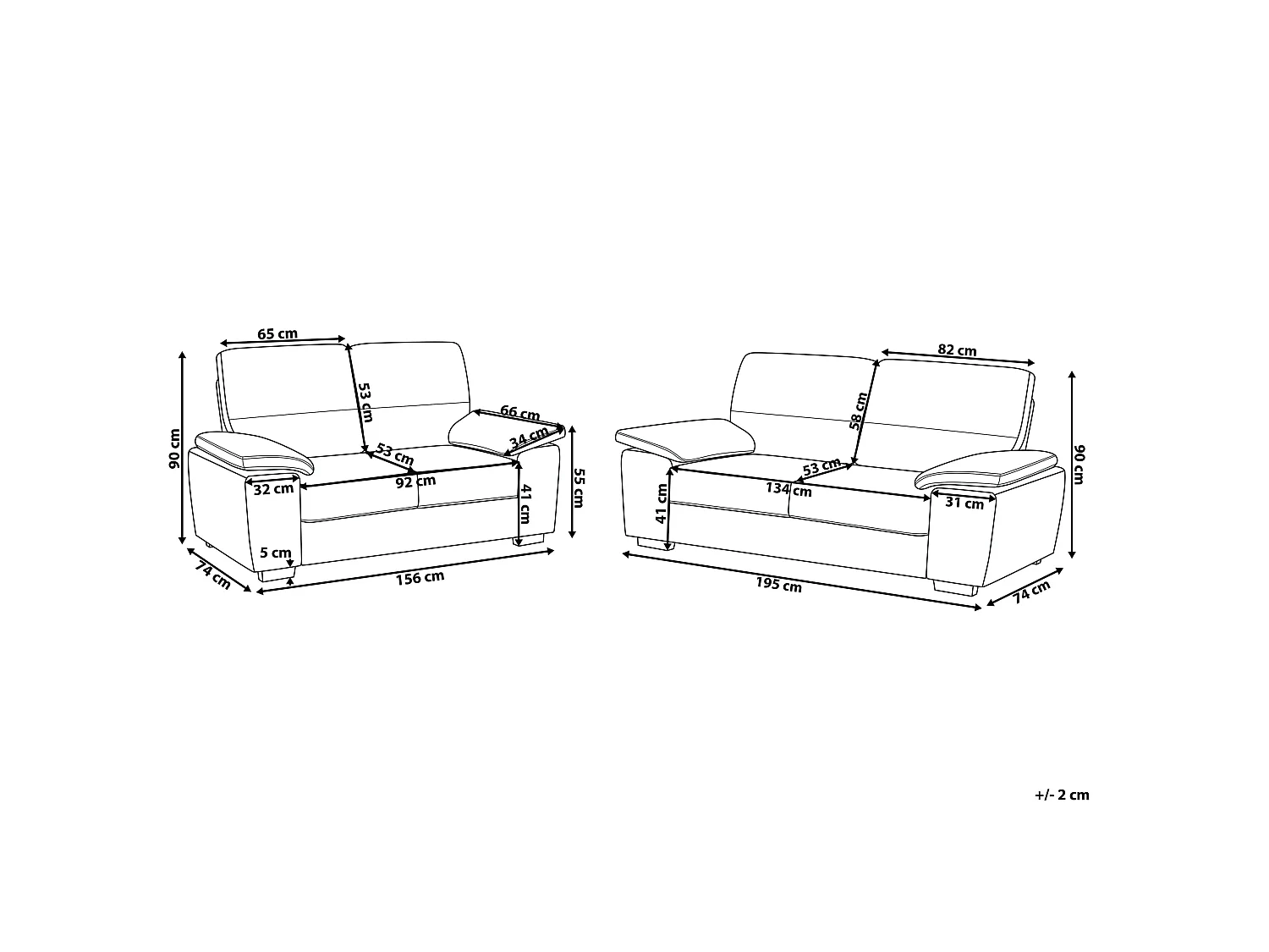 Ensemble de salon 5 places VOGAR Cuir PU Marron doré