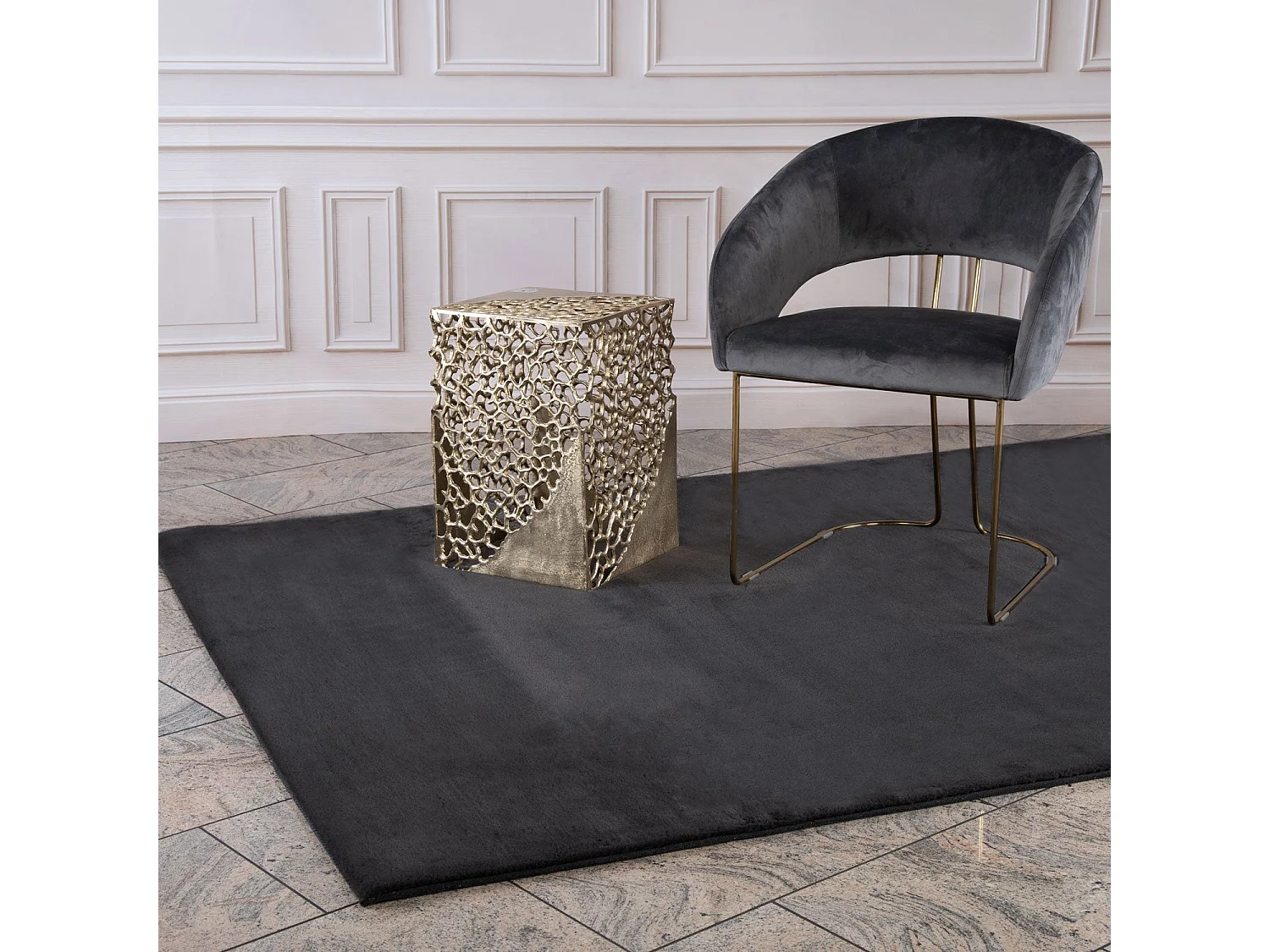 Tapis de Fourrure Velours Graphite 200x290cm