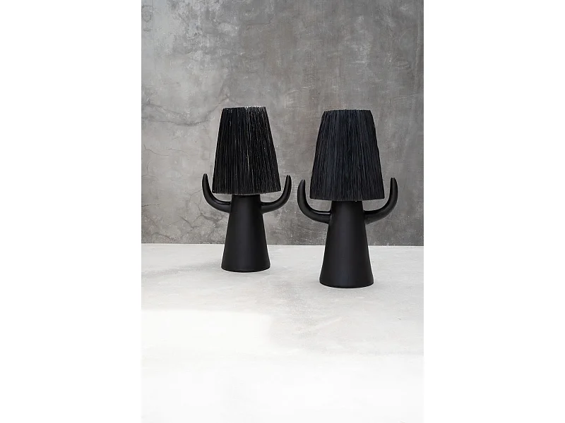 BILLY BOB - Lampe en terracotta noire à cordes