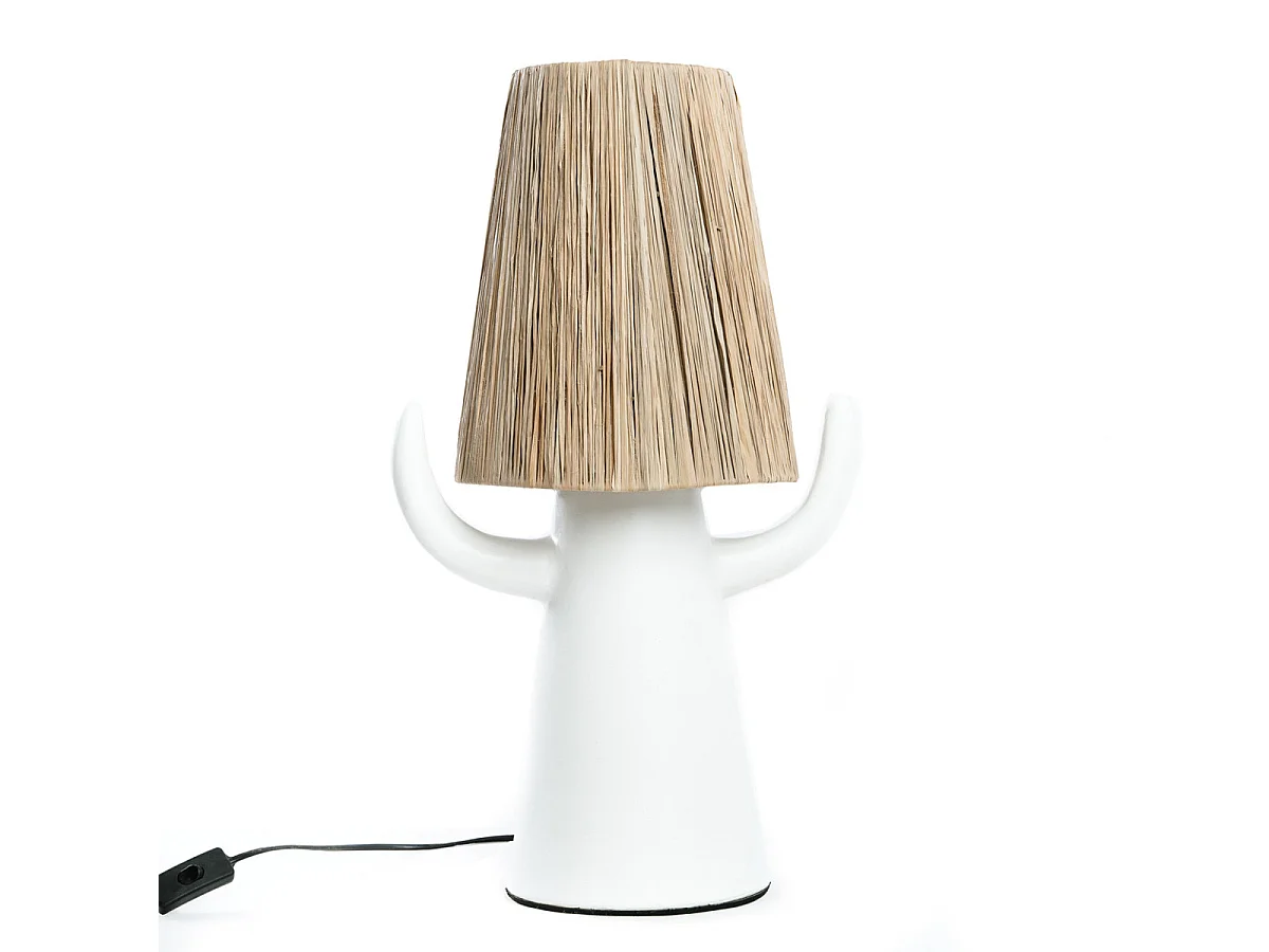 BILLY BOB - Lampe en terracotta blanche à cordes naturelles