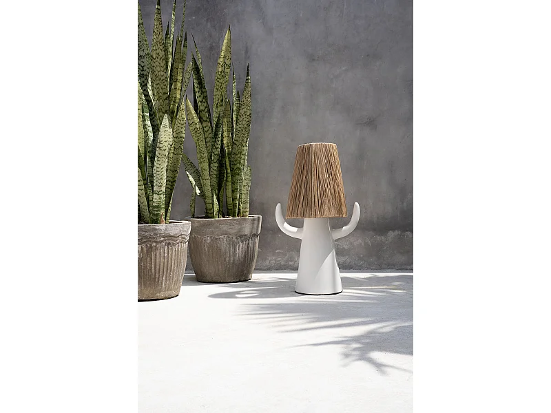 BILLY BOB - Lampe en terracotta blanche à cordes naturelles