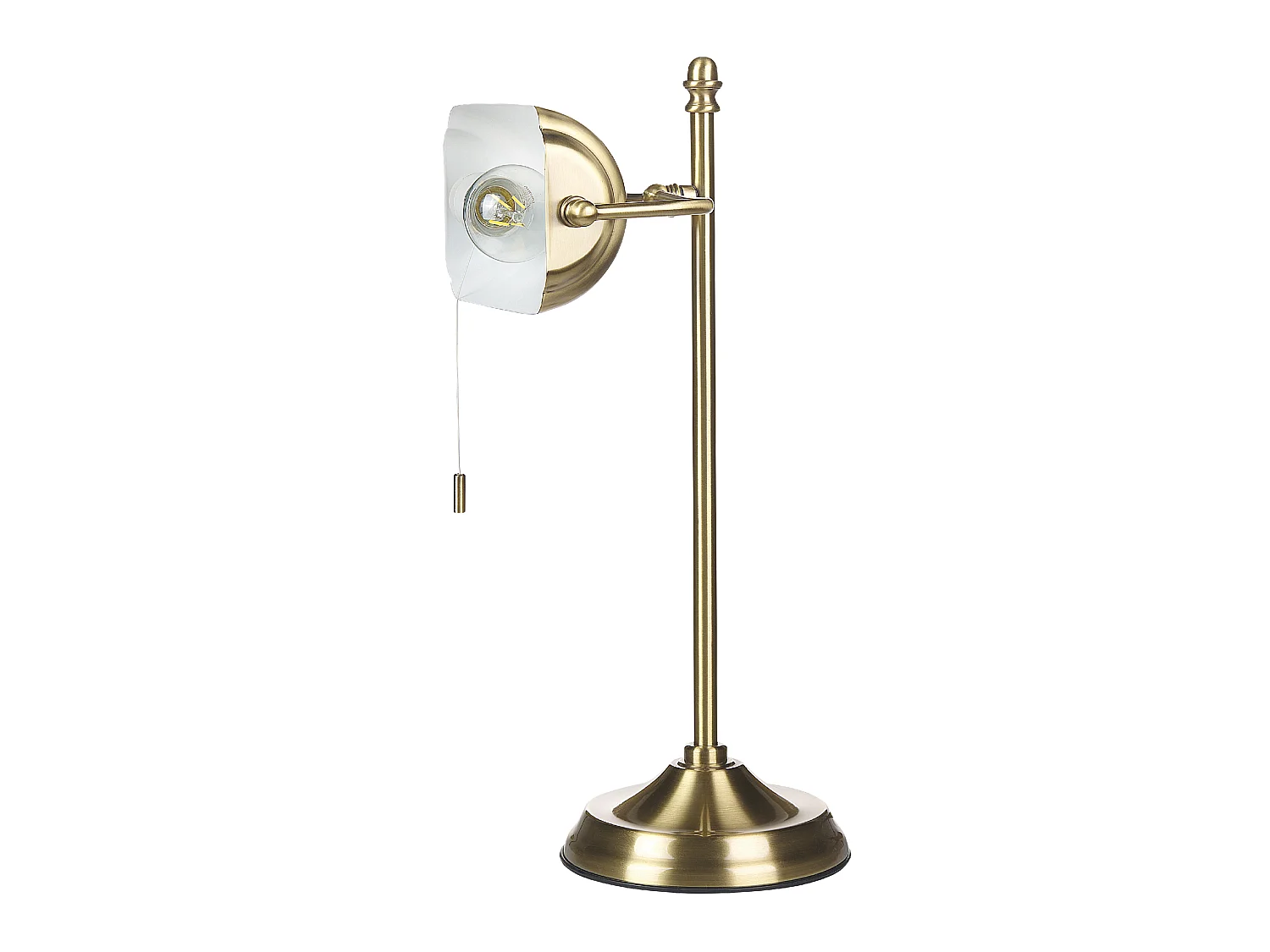 Tischlampe mit verstellbarem Lichtschalter Glasschirm Metallsockel Gold Maraval