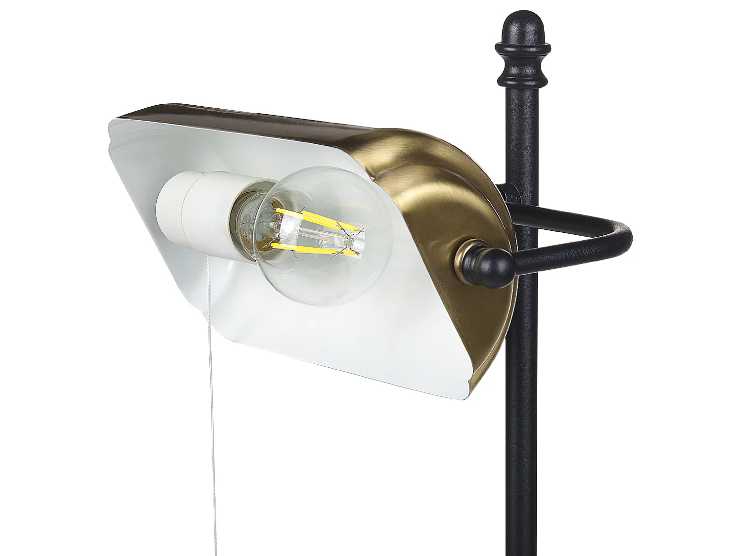 Tischlampe mit verstellbarem Lichtschalter Glasschirm Metallsockel Schwarz/Gold Maraval