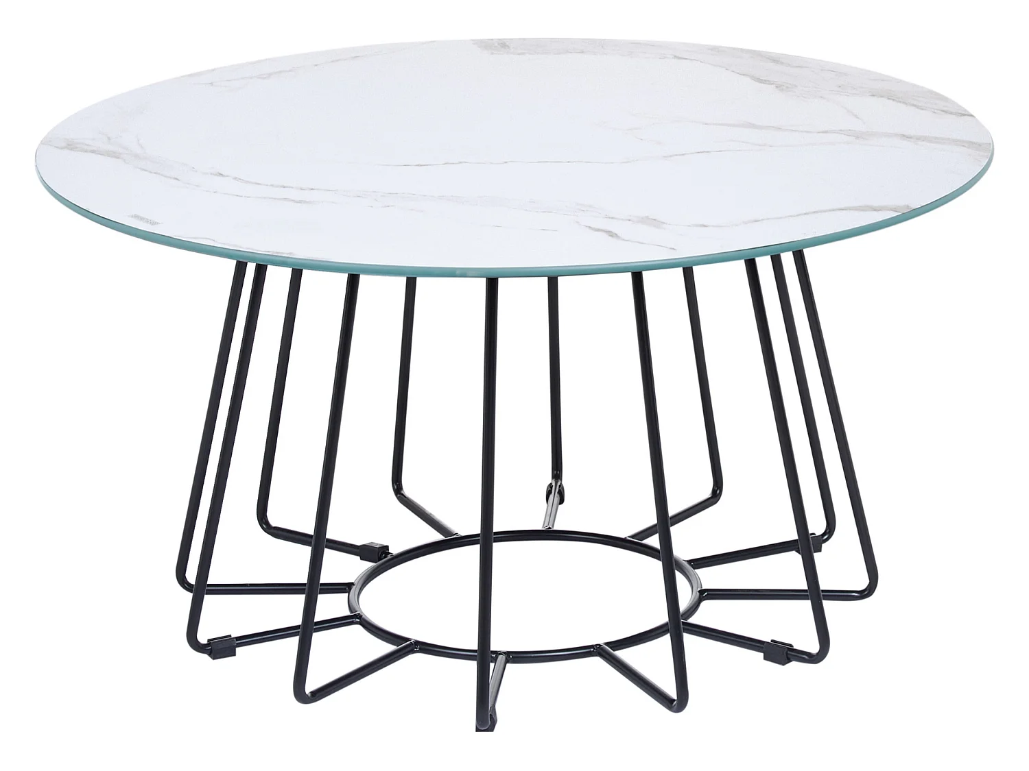 Mesa de centro BERNIE Vidrio templado Mármol blanco