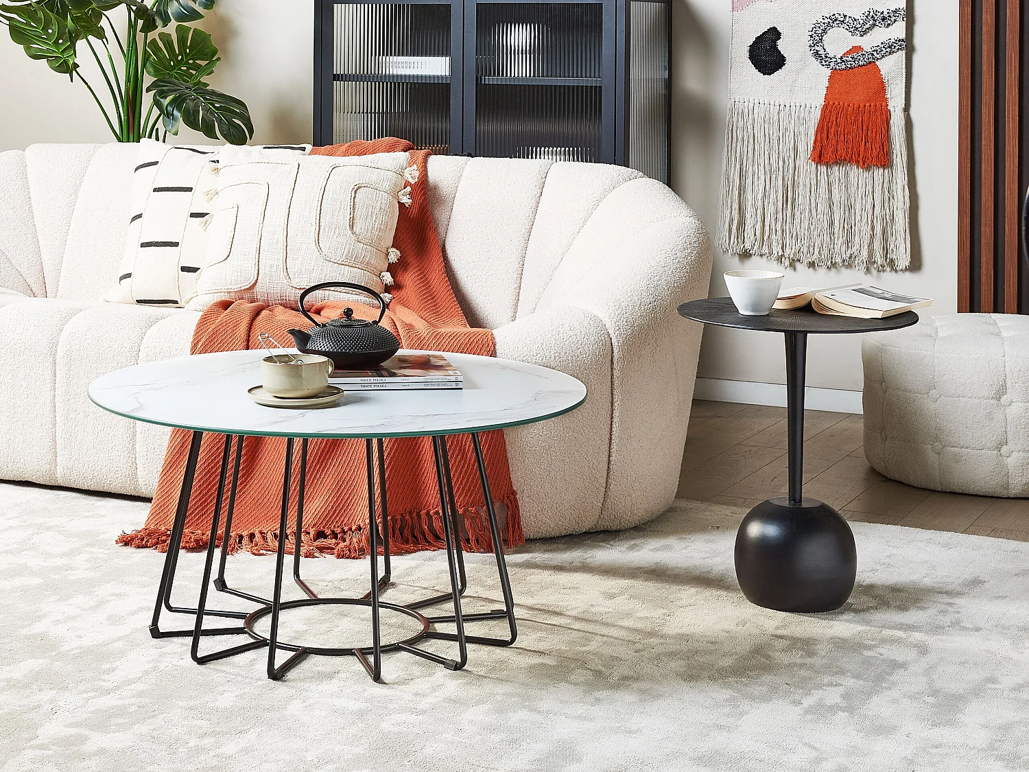 Salontafel BERNIE Veiligheidsglas Wit marmer