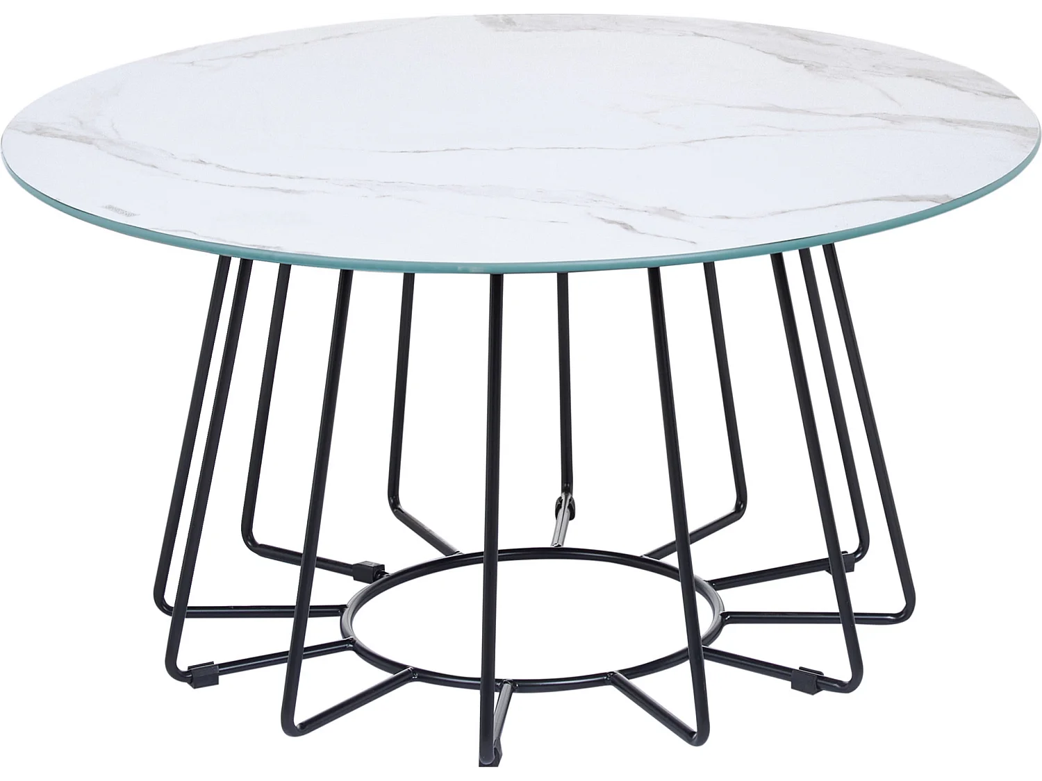 Tavolino da caffè BERNIE Vetro temperato Marmo bianco