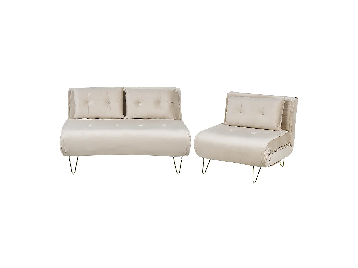 Conjunto de sala de estar VESTFOLD Terciopelo Beige 3 plazas