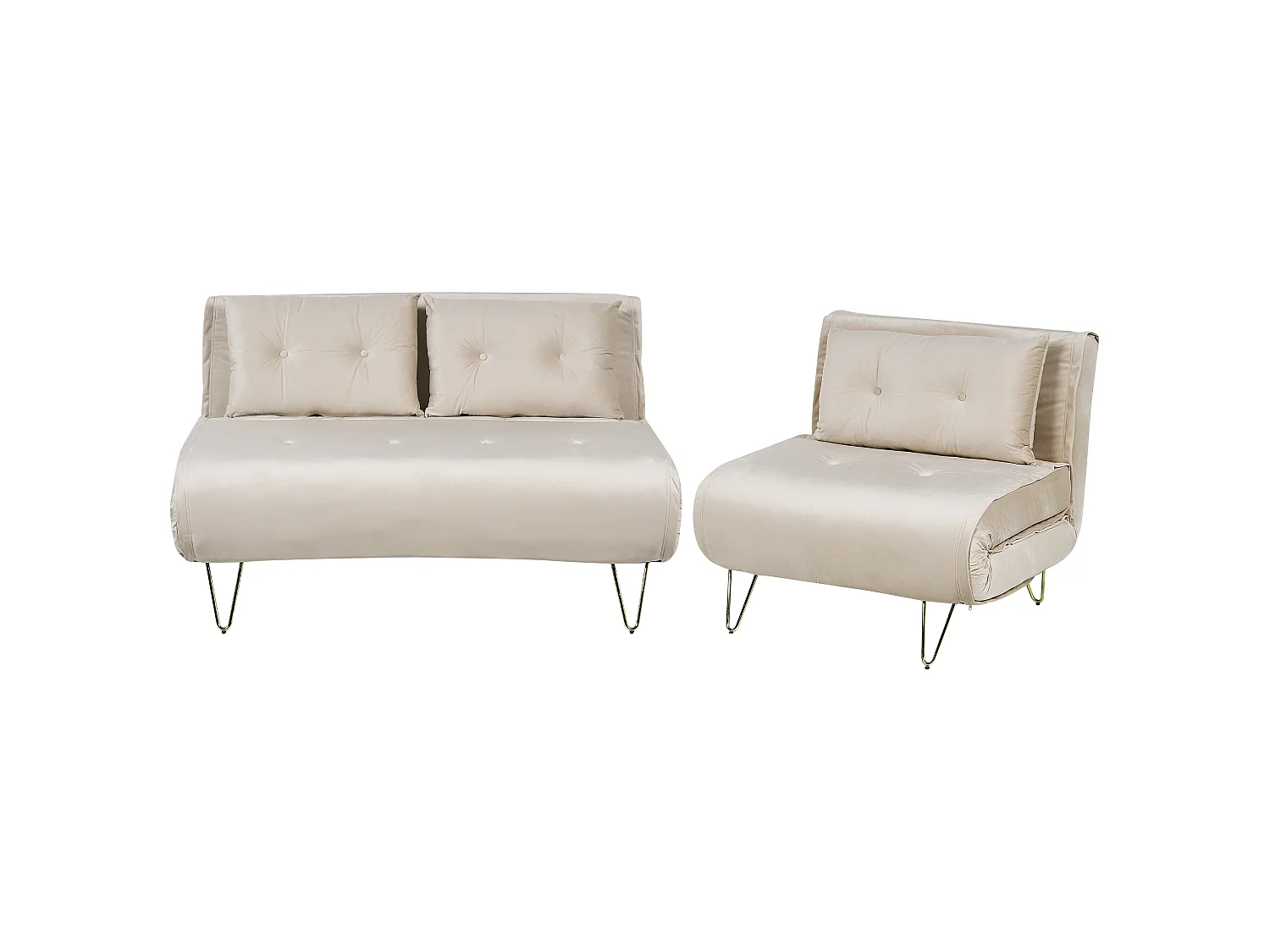 Conjunto de sala de estar VESTFOLD Veludo Creme 3 lugares