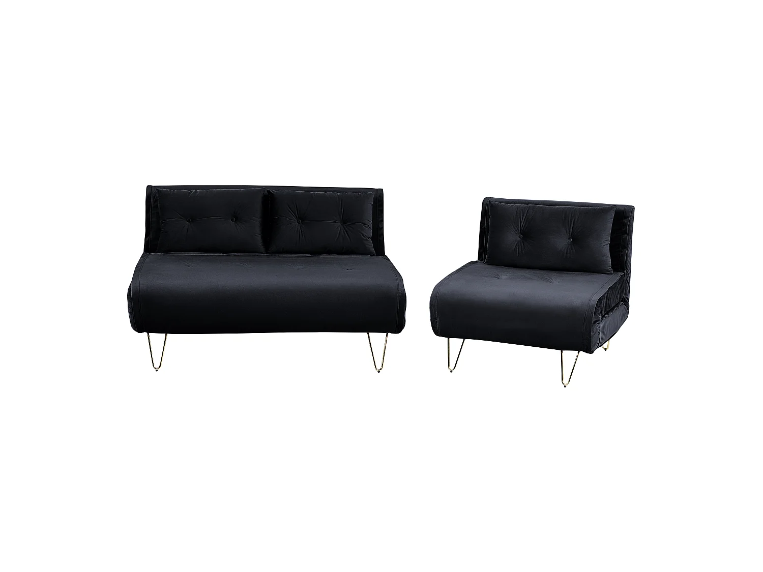 Conjunto de sala de estar VESTFOLD Veludo Preto 3 lugares