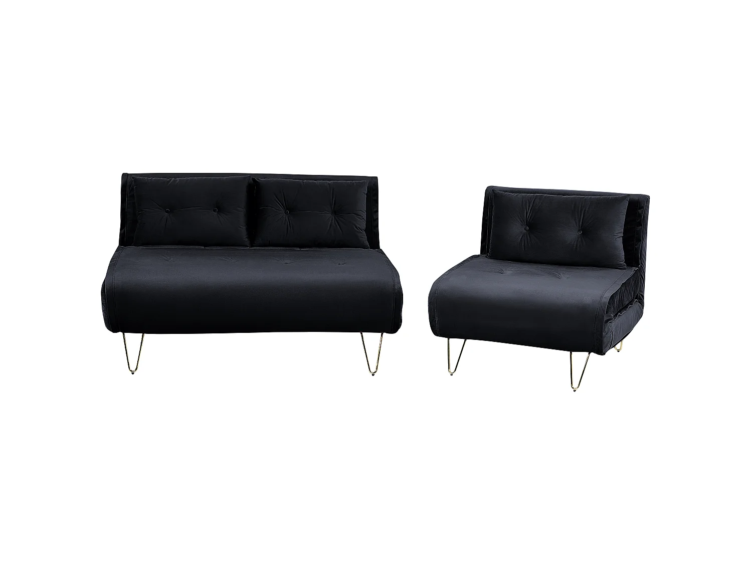 Ensemble de salon 3 places VESTFOLD Velours Noir