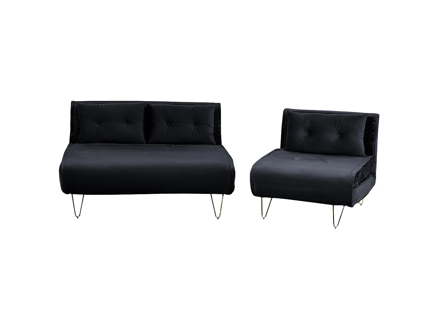 Bankenset VESTFOLD Fluweel Zwart 3-zitter