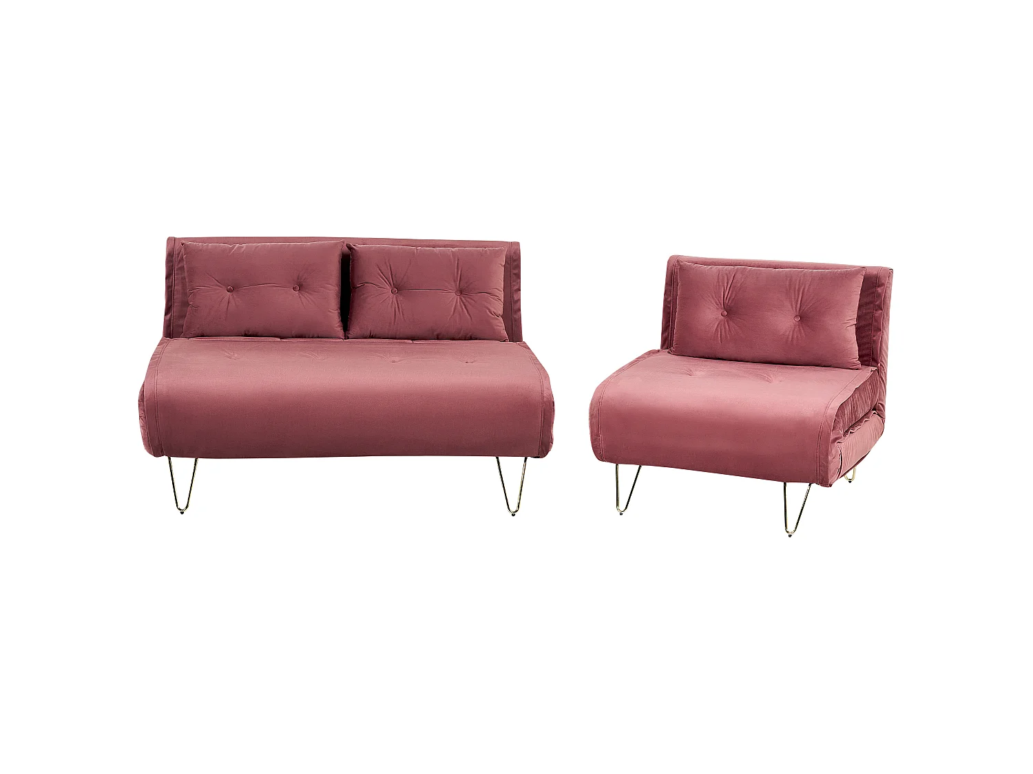 Conjunto de sala de estar VESTFOLD Veludo Rosa 3 lugares