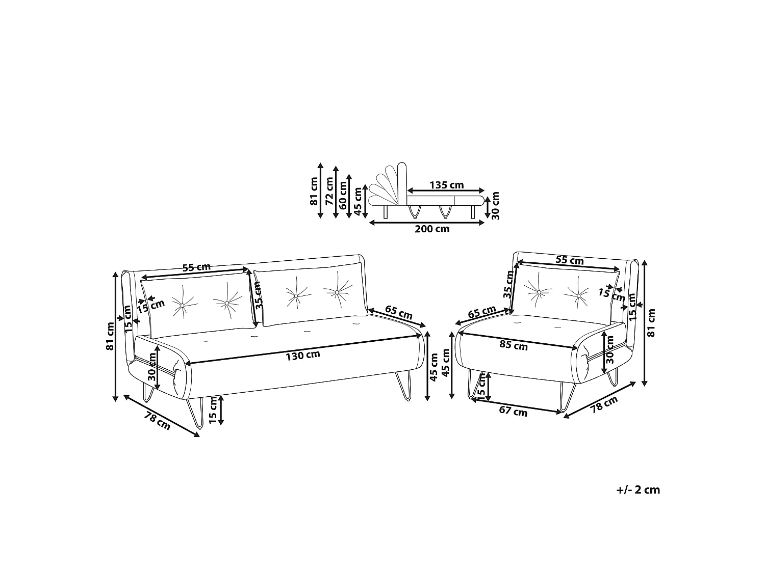Conjunto de sala de estar VESTFOLD Veludo Rosa 3 lugares