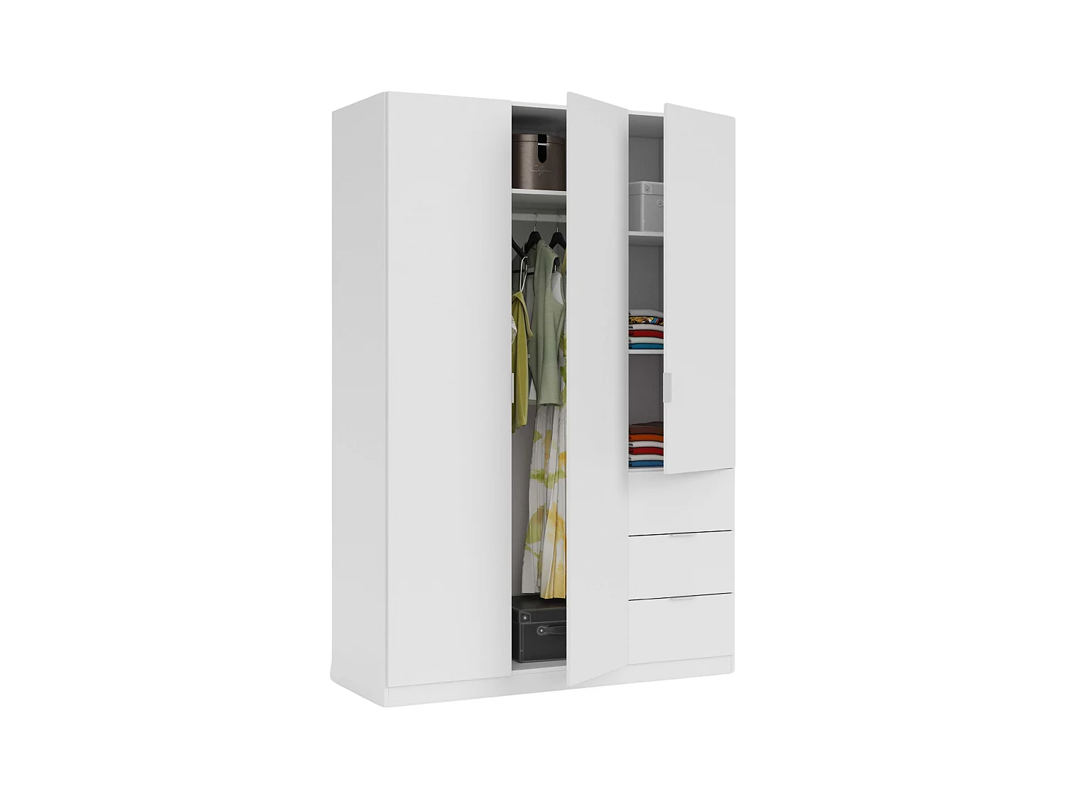 Roupeiro LCX 3 portas 3 gavetas Blanco