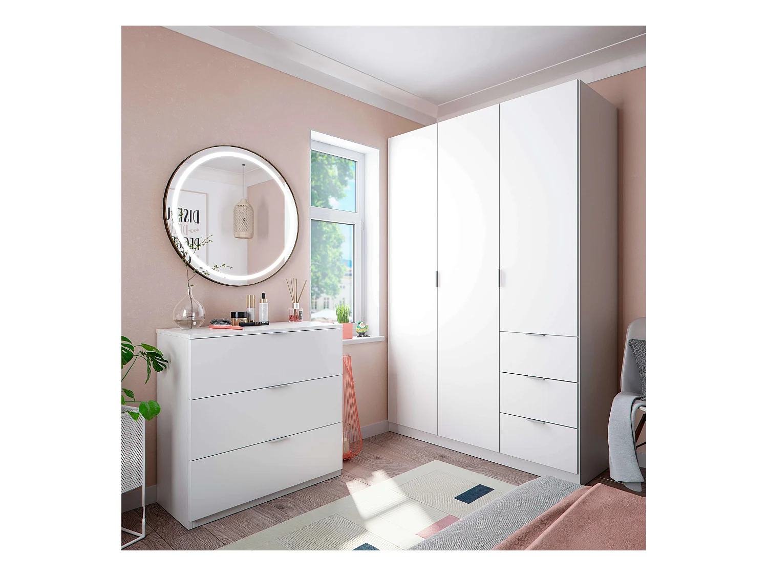 Roupeiro LCX 3 portas 3 gavetas Blanco