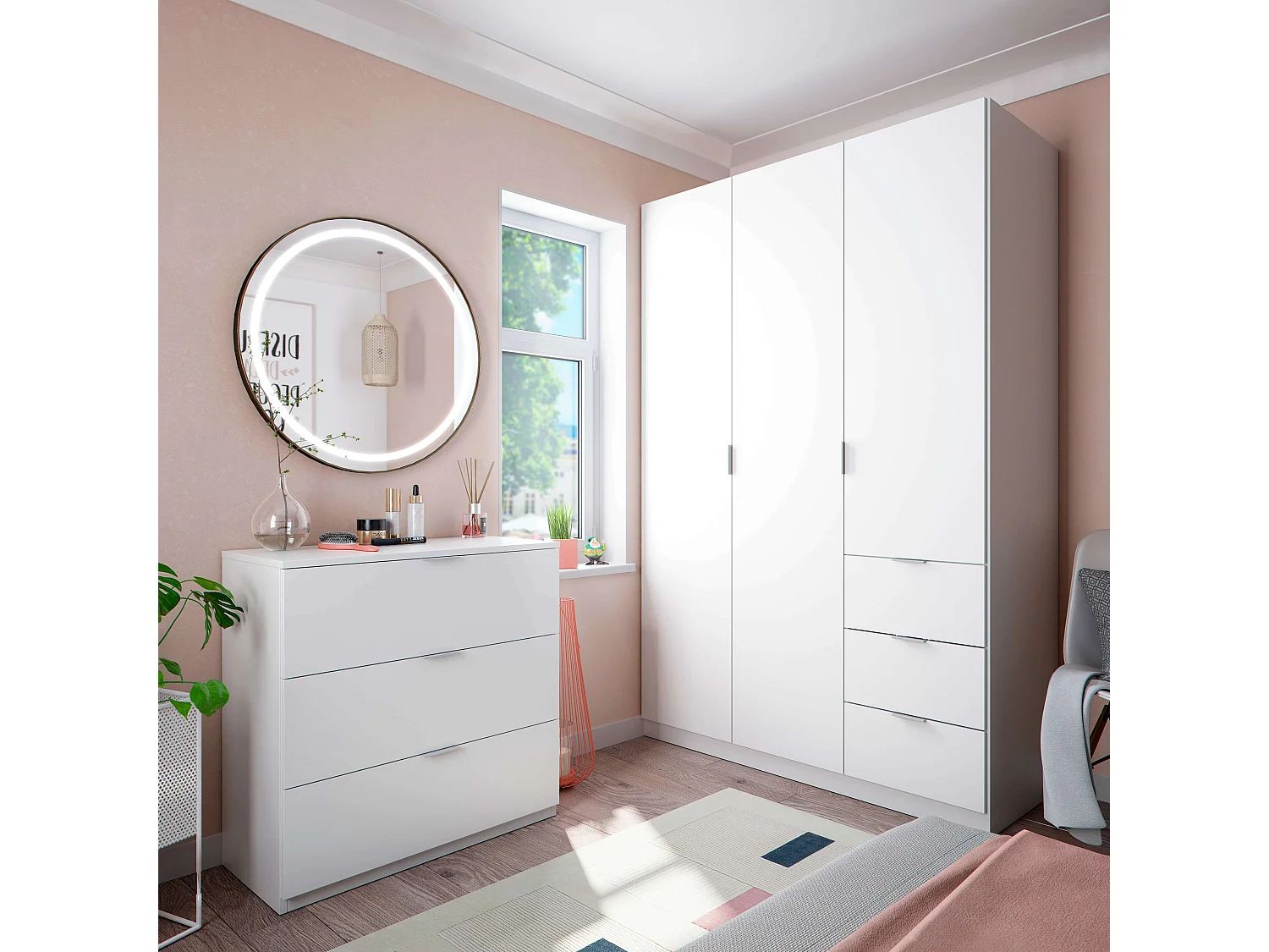 Roupeiro LCX 3 portas 3 gavetas Blanco