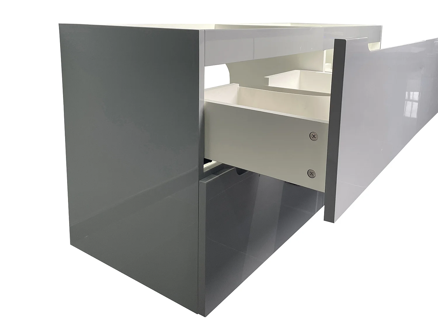 Veggmontert baderomsmøbel med innfellingsservant for dobbel servant til innbygging - Grå - 120 cm - SELITA