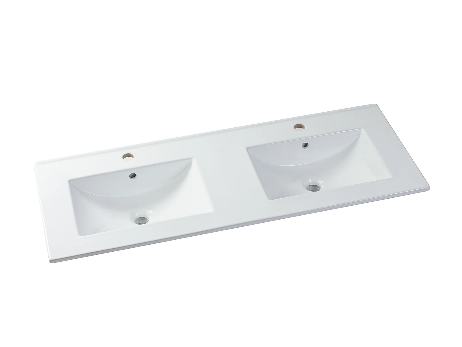 Zwevend wastafelmeubel met dubbel inbouwbekken - Wit - 120 cm - SELITA