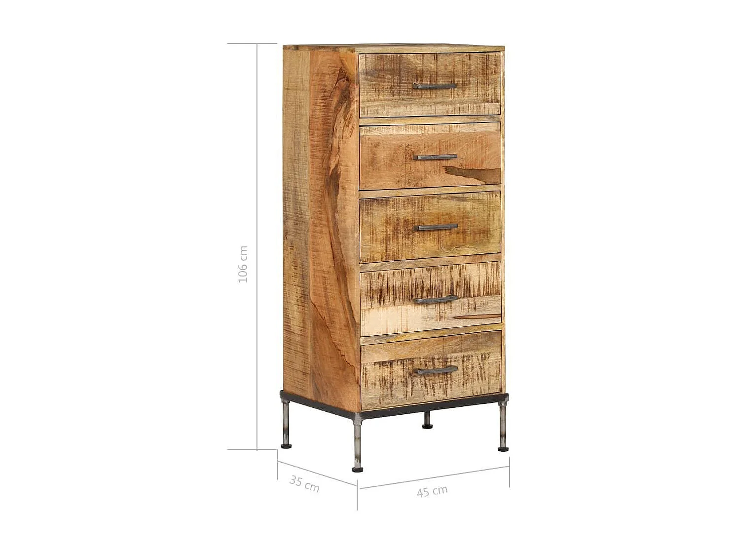 Buffet aparador armário console cômoda 106 cm madeira de mangueira maciça 4402089