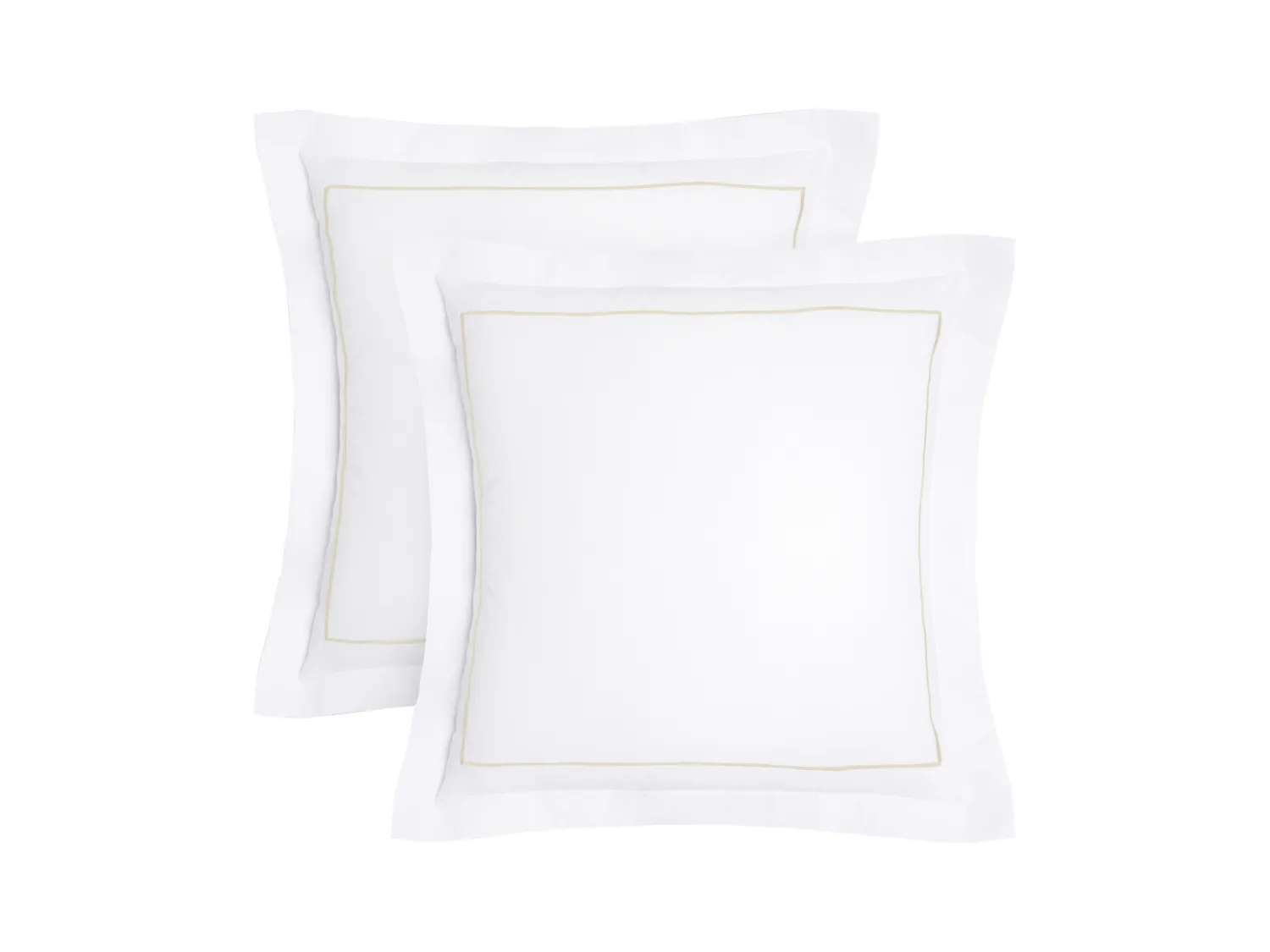 Sengesæt percale 80 tråde/cm² - Dynebetræk 220 x 240 cm + 2 pudebetræk - Hvid med beige kantsyning - CHARMY af PALACIO