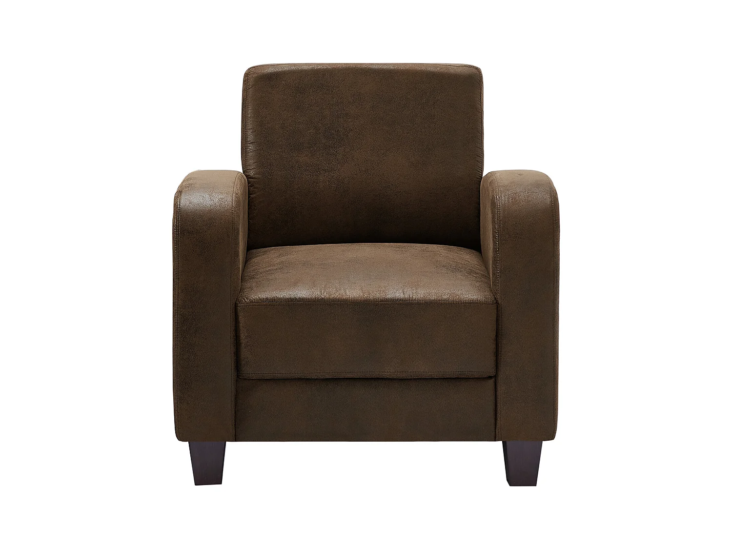 Poltrona clube em microfibra castanho aspeto couro envelhecido - MADIE II