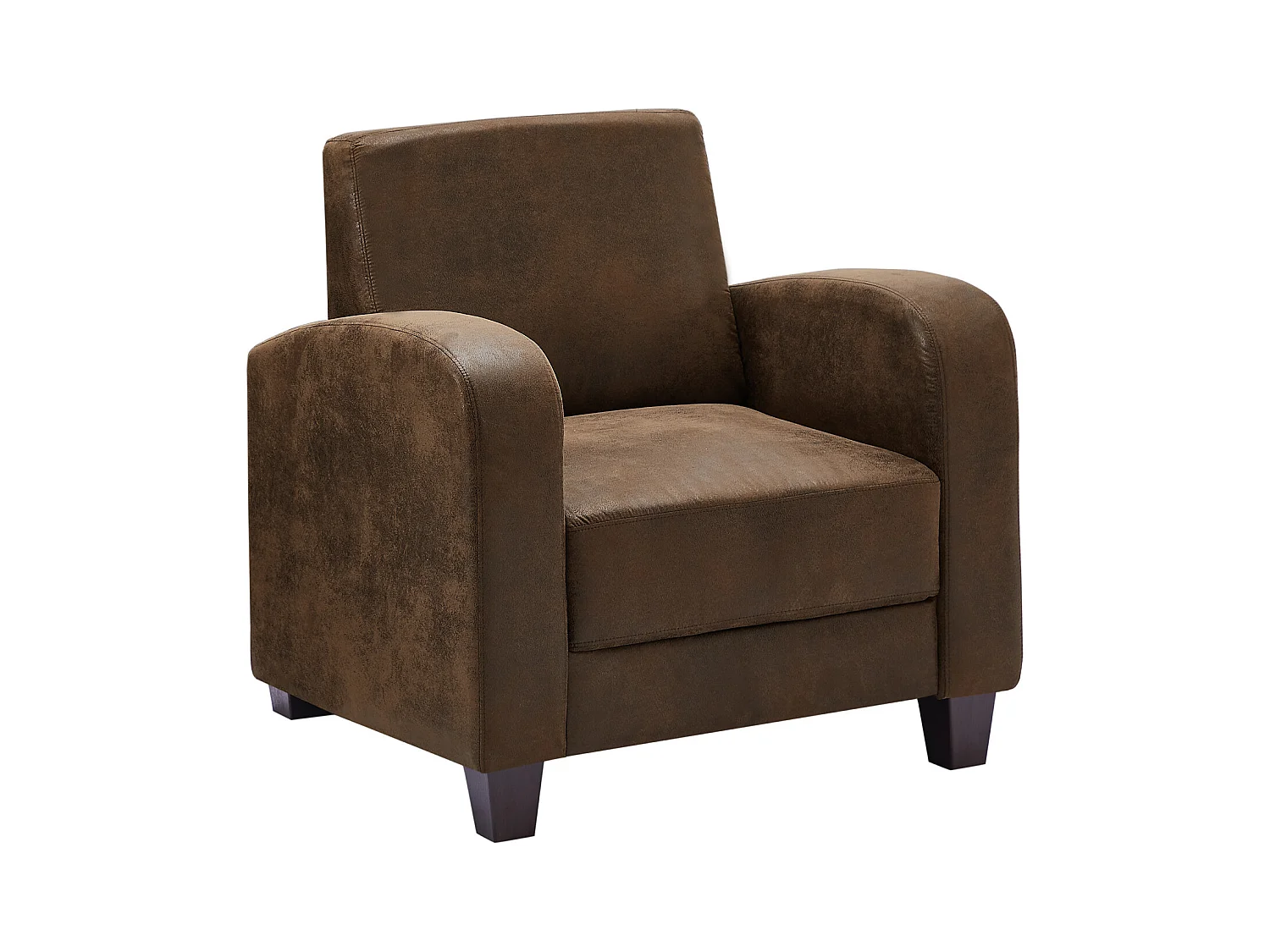 Poltrona clube em microfibra castanho aspeto couro envelhecido - MADIE II