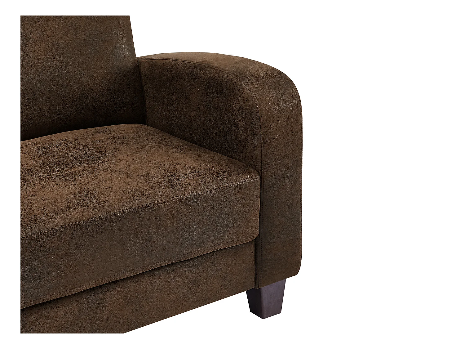 Lænestol i mikrofiberstof i brun og slidt læderlook MADIE II