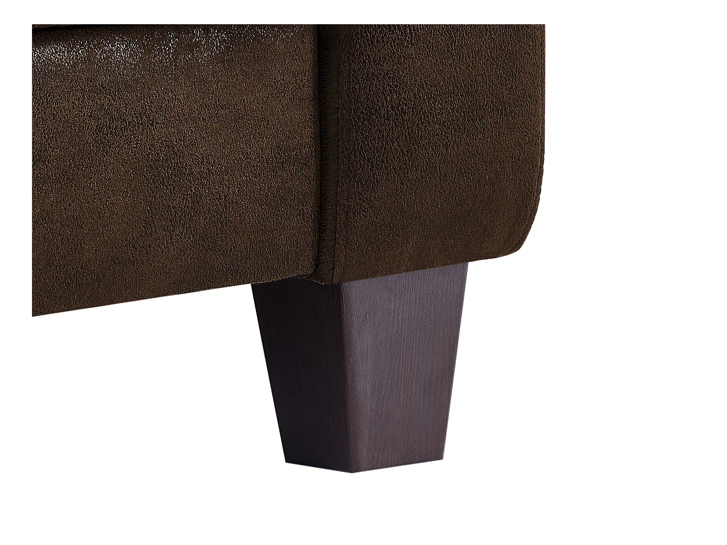 Lænestol i mikrofiberstof i brun og slidt læderlook MADIE II