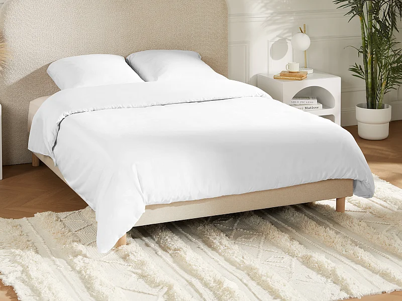 Parure de lit en satin 108 fils/cm² - Housse de couette 220 x 240 cm + 2 taies d'oreiller 63 x 63 cm - Blanc - TALORA de PALACIO