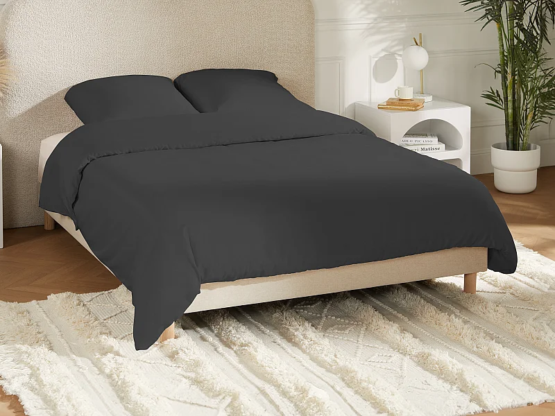 Jogo de cama em cetim 108 fios/cm², capa de edredão 240 x 260 cm + 2 fronhas 63 x 63 cm cinza antracite - TALORA de PALACIO