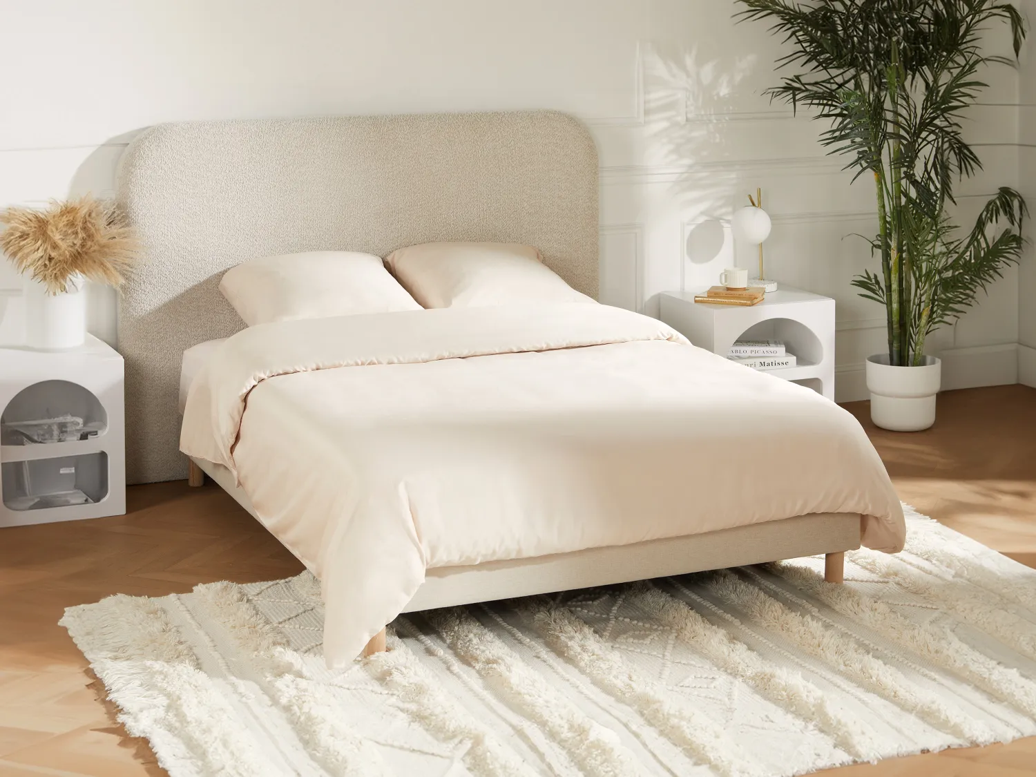 Juego de sábanas de satén 108 hilos/ cm² - Funda nórdica 240 x 260 cm + 2 fundas de almohada 63 x 63 cm - Beige - TALORA de PALACIO
