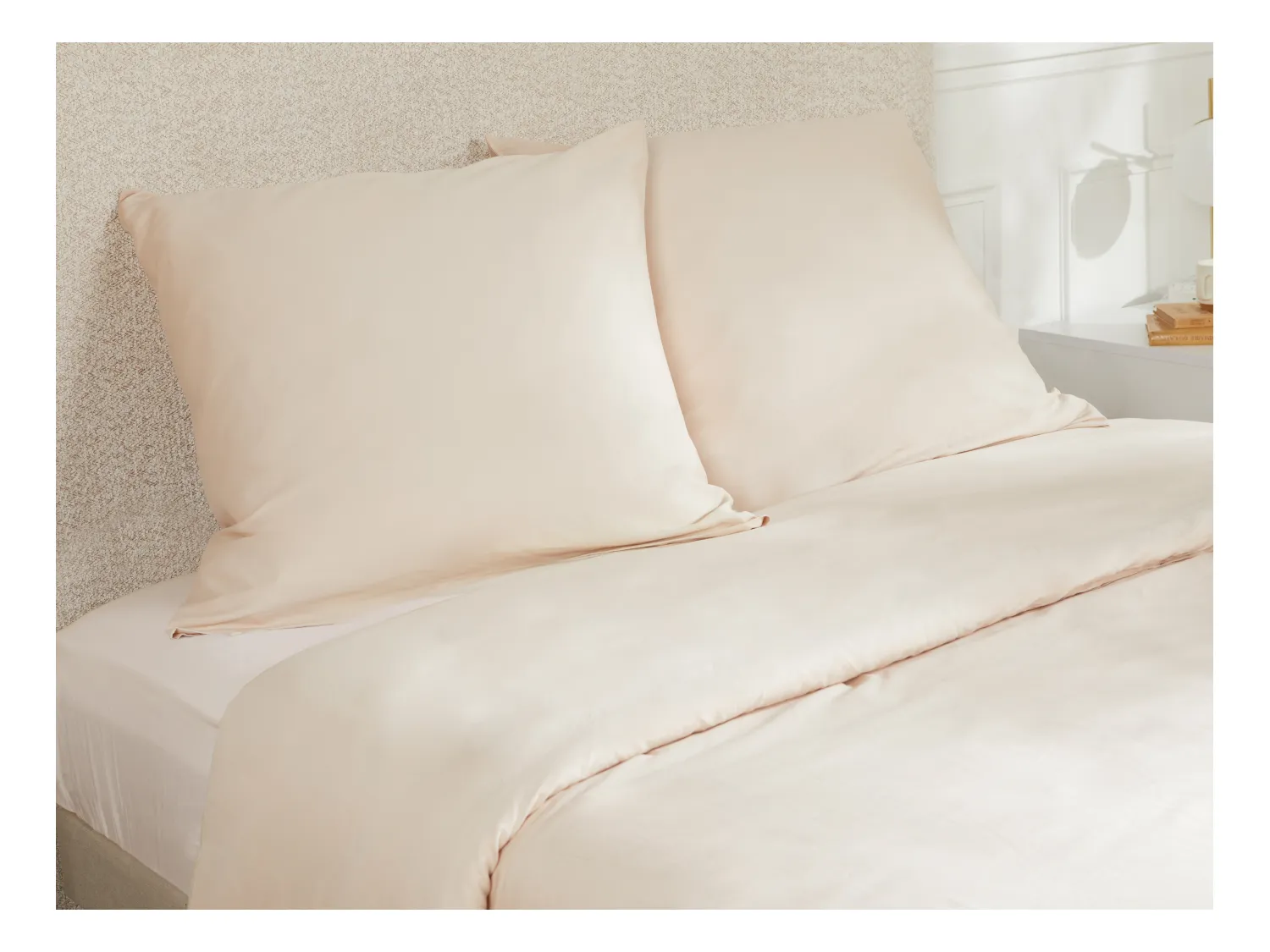 Sängkläder i satin 108 trådar/cm² - Påslakan 240 x 260 cm + 2 örngott 63 x 63 cm - Beige - TALORA från PALACIO