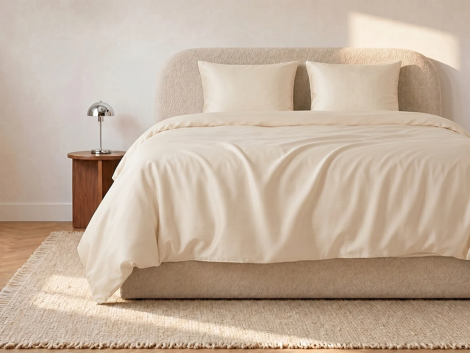 Bettwäsche - Satin 108 Fäden/cm² - Bettdeckenbezug 240 x 260 cm + 2 Kissenbezüge 63 x 63 cm - Beige - TALORA von PALACIO