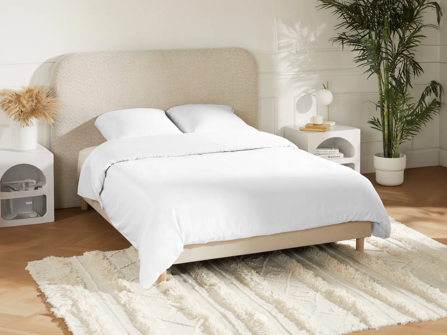 Completo lenzuola in Satin 108 fili/cm² Copripiumino 240x260 cm + 2 Federe 63x63 cm Bianco - TALORA di PALACIO