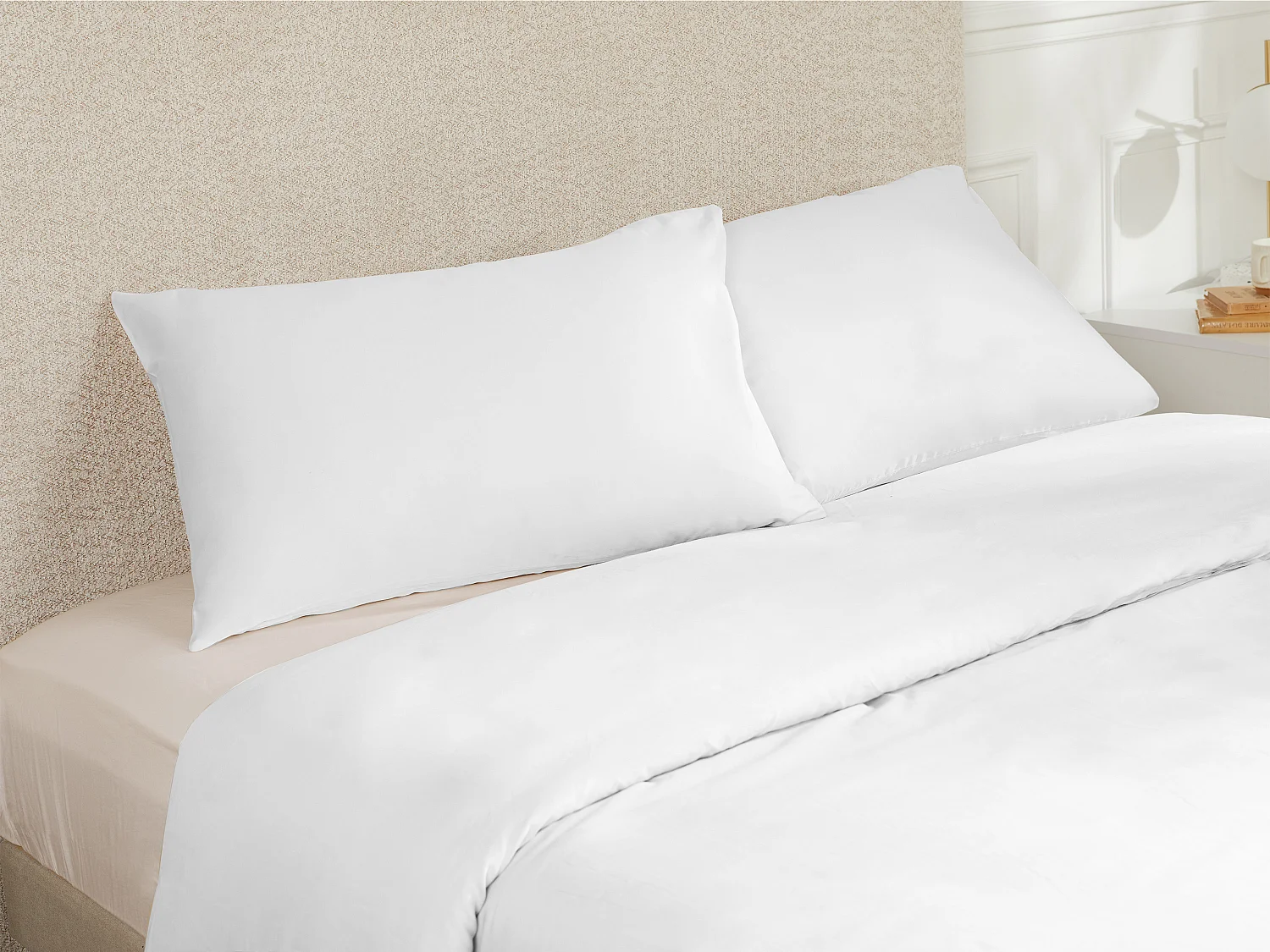 Lot de 2 taies d'oreiller en satin 108 fils/cm² - 50 x 70 cm - Blanc - TALORA de PALACIO