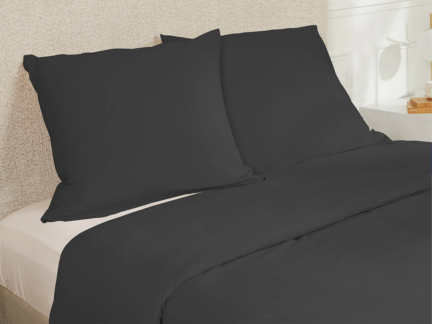 Zestaw 2 poszewek na poduszkę z satyny 108 nici/cm² - 63 x 63 cm - Antracytowy - TALORA marki PALACIO