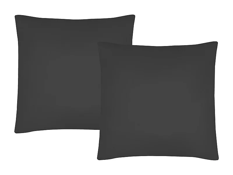 Lot de 2 taies d'oreiller en satin 108 fils/cm² - 63 x 63 cm - Gris anthracite - TALORA de PALACIO