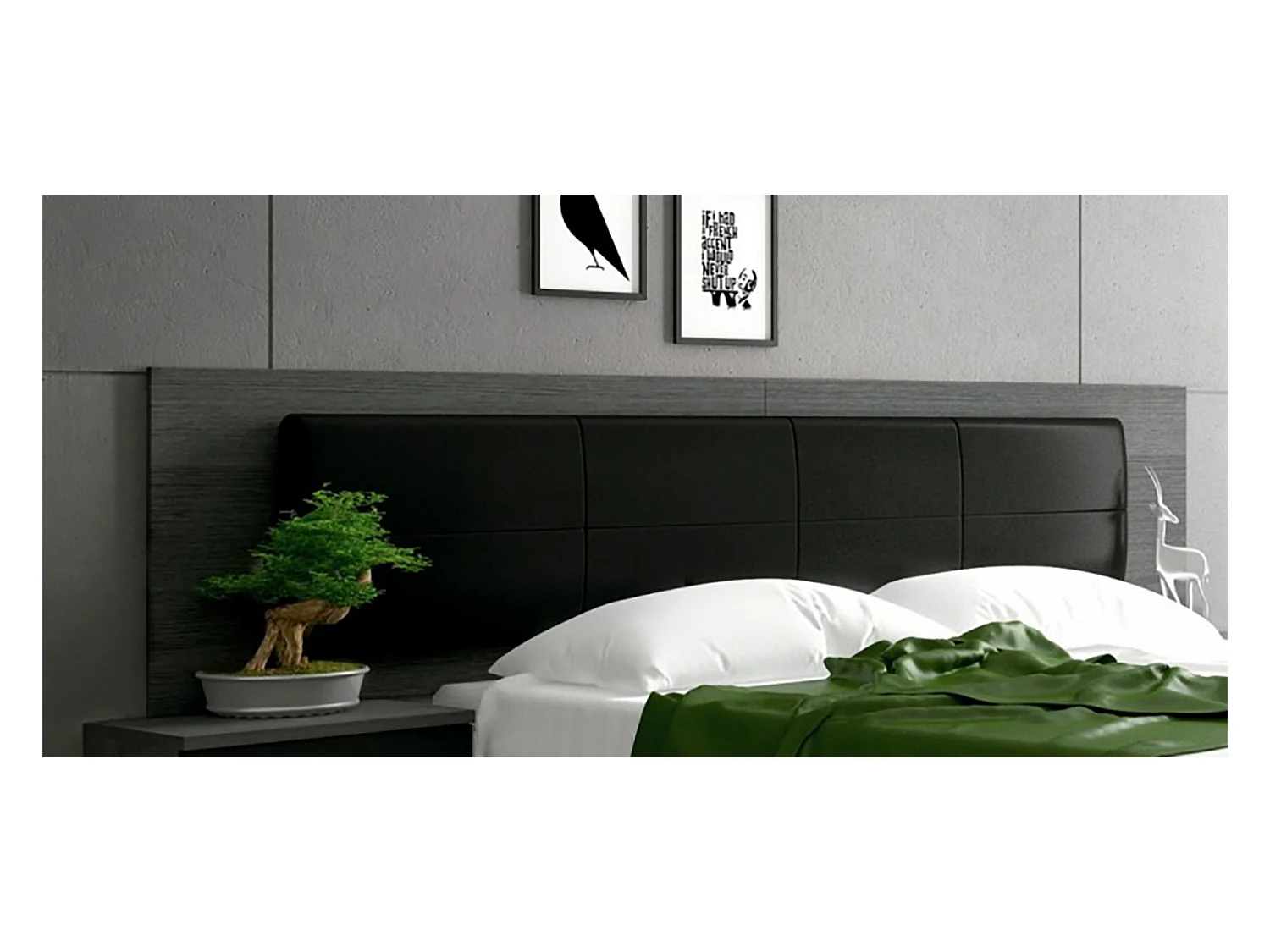 Ensemble tête de lit + 2 table de chevets coloris chêne Cendré, graphite