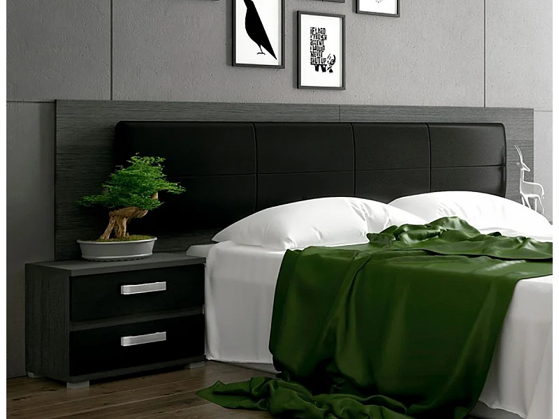 Ensemble tête de lit + 2 table de chevets coloris chêne Cendré, graphite