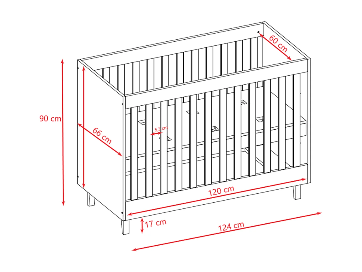 Lit bébé 60x120 Kubi - Blanc