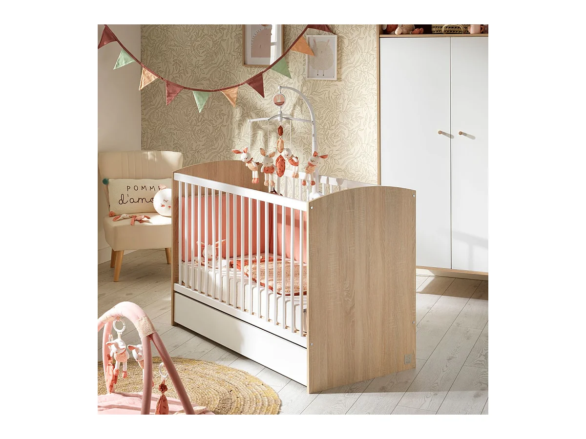 Lit bébé 60x120 Access - Blanc et bois