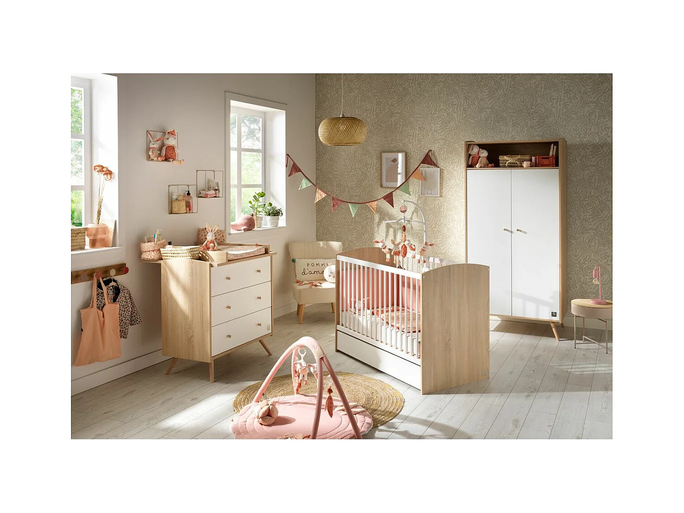 Lit bébé 60x120 Access - Blanc et bois