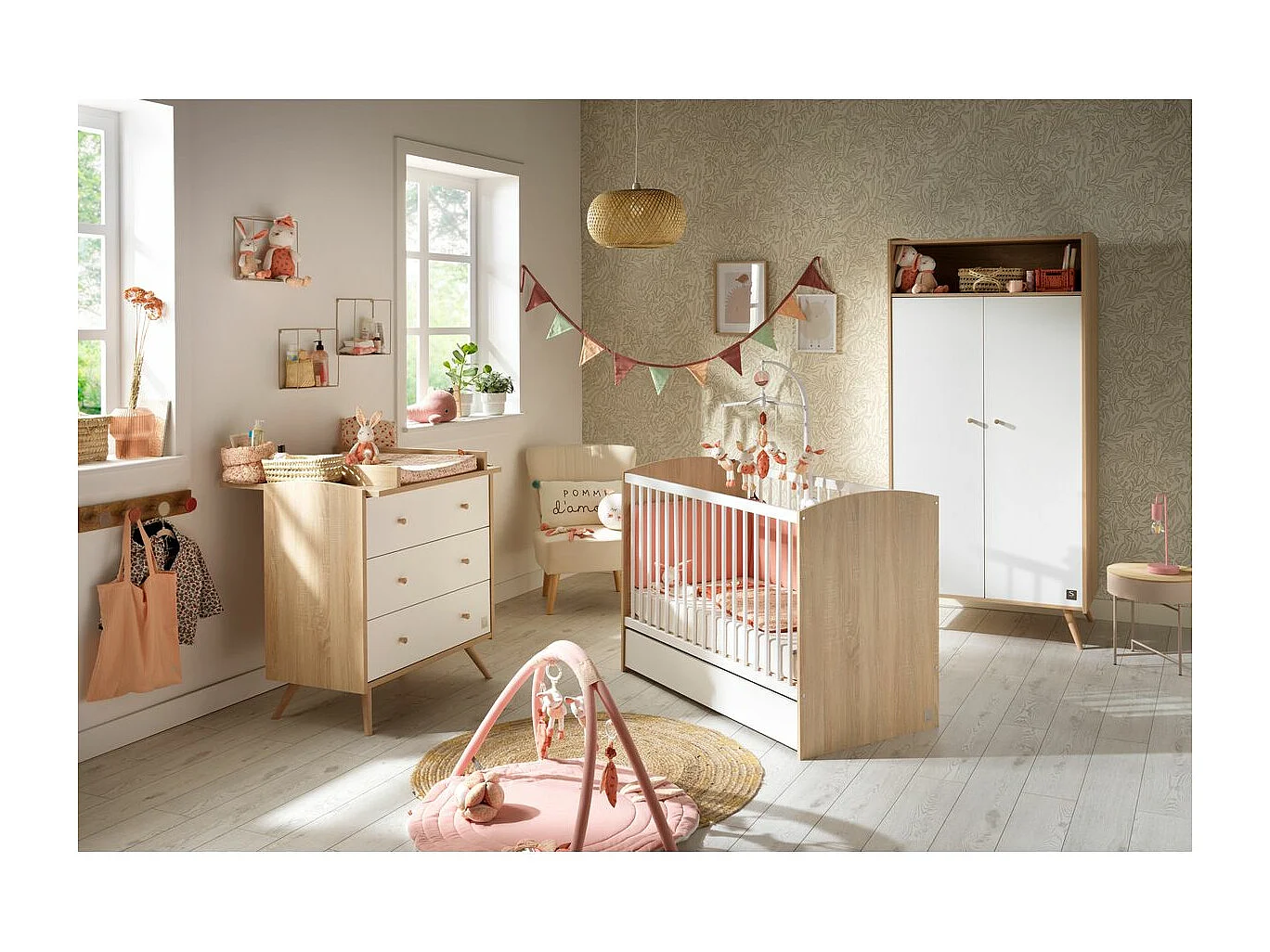 Lit bébé 60x120 Access - Blanc et bois