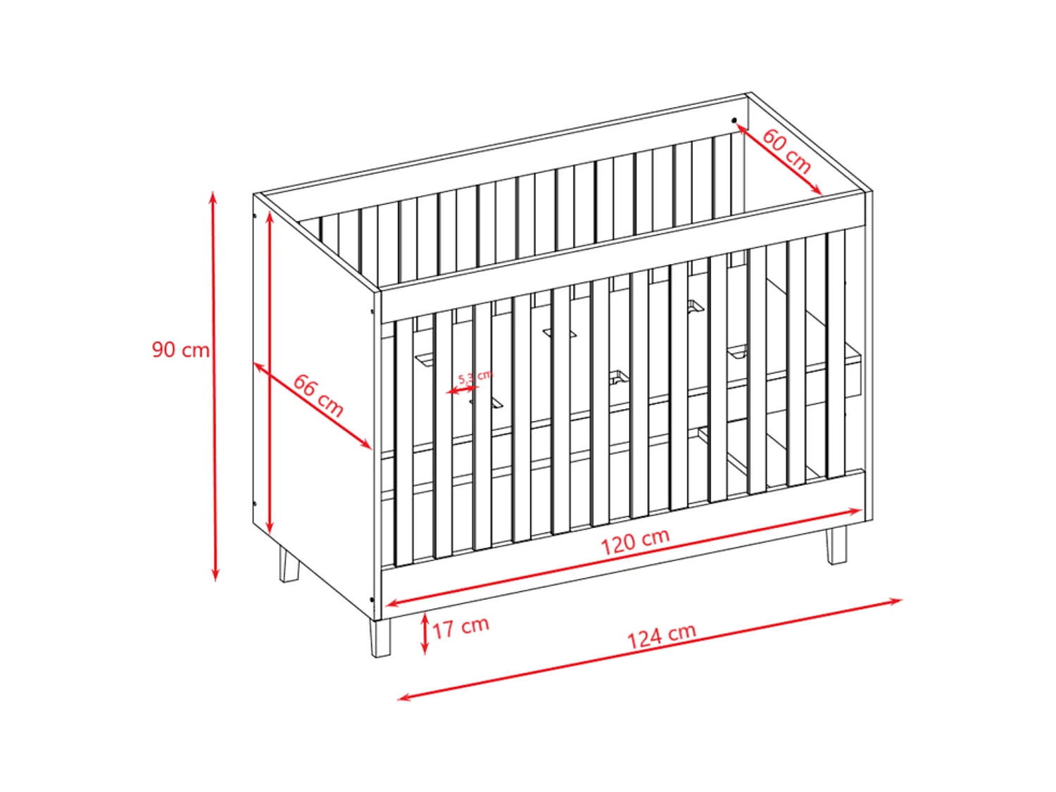 Kocot Kids Kubi 60x120 lettino per bambini - Grigio